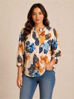 Anthropologie Attic And Barn Angelica Bis Floral Blouse Size 44 US 8 NWT